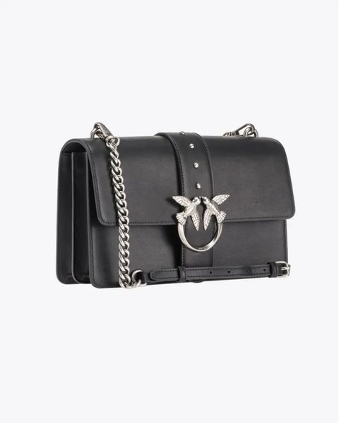 Сумка Pinko Classic Love Bag One Simply через плече зі срібною фурнітурою у гладкій шкірі чорна 17x7х27 см 100053A0F1Z99O 100053A0F1Z99O фото
