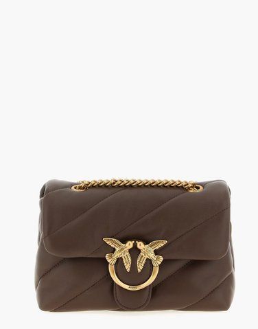 Сумка Pinko Love bag Classic Puff Mini Quilt через плече з бронзовою фурнітурою в коричневій шкірі 21x10х15 см 100039A0F2L74Q 100039A0F2L74Q фото