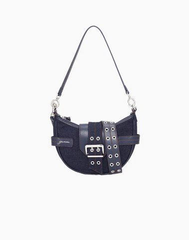 Сумка Ganni Denim Small Bucky Crossbody, через плече бавовна синя 23х16,5х6 см A6137 A6137 фото