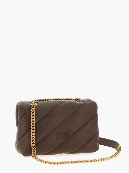 Сумка Pinko Love bag Classic Puff Mini Quilt через плече з бронзовою фурнітурою в коричневій шкірі 21x10х15 см 100039A0F2L74Q 100039A0F2L74Q фото