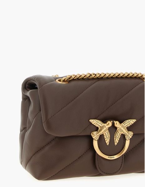 Сумка Pinko Love bag Classic Puff Mini Quilt через плече з бронзовою фурнітурою в коричневій шкірі 21x10х15 см 100039A0F2L74Q 100039A0F2L74Q фото