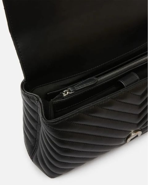Сумка Pinko Classic Lady Love Bag Puff Chevron через плече з бронзовою фурнітурою в чорній стьобаній шкірі 17x8х26 см 100043A0GKZ99Q 100043A0GKZ99Q фото