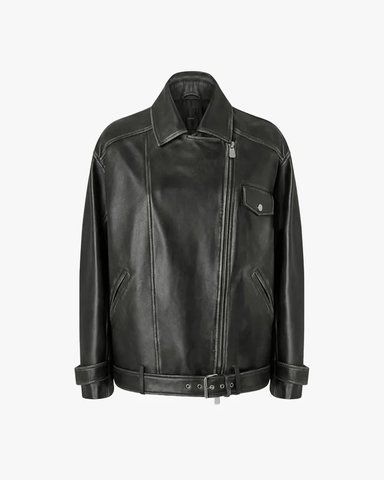 Жіноча байкерська косуха куртка Pinko Cacio Pepe шкіра чорний 105369A23UZ98 105369A23UZ98 фото