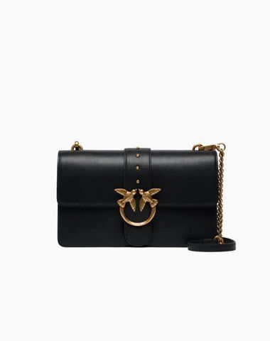 Сумка Pinko Love One Classic st. Cl Vitello Seta через плечо с бронзовой фурнитурой в гладкой коже черный 15x7х27 см 105857A0F1Z99Q 105857A0F1Z99Q фото