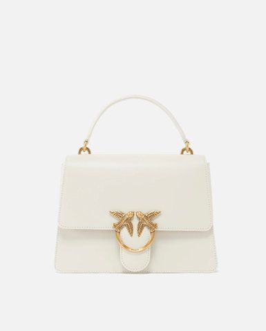 Сумка Pinko Classic Love Bag One Top Handle через плече із бронзовою фурнітурою в гладкій шкірі біла 25x8х18 см  100066A0F1-Z14Q фото
