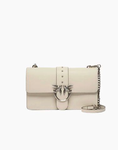 Сумка Pinko Love One Classic st. Cl Vitello Seta через плече із бронзовою фурнитурою в гладкій шкірі білий 15x7х27 см 105857A0F1Z14O 106169A0QOZ14Q фото