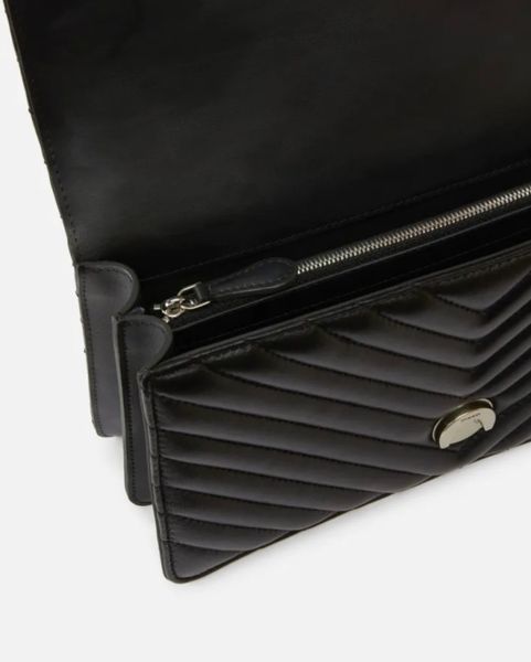 Сумка Pinko Classic Love Bag One Chevron через плече з срібною фурнітурою у чорній стьобаній шкірі 16x8х27 см 100941A0GKZ99O 100941A0GKZ99O фото